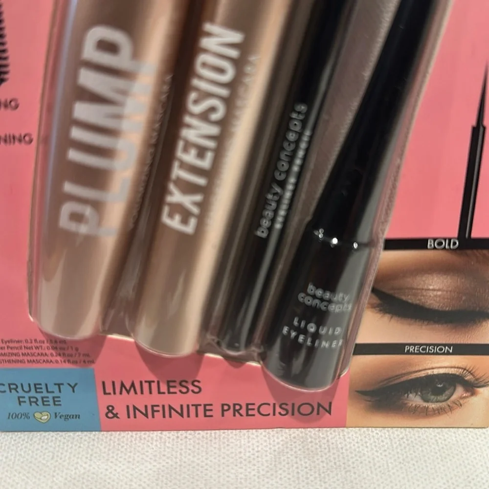 Beauty Concepts Eye Makeup Collection with Eye liners and Mascaras.